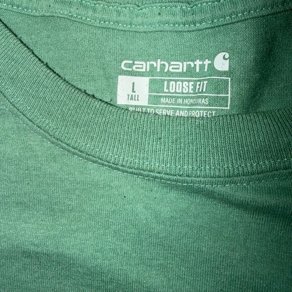 Carhartt Loose Fit Mens Size Large Tall Light Green Short Sleeve Pocket T-Shirt - Picture 3 of 7